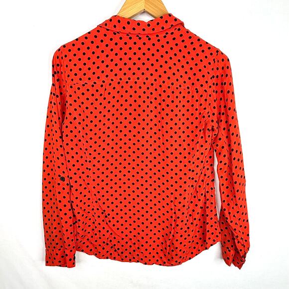 Vintage Jones New York Sport Red & Black Polka Dot Button Down Shirt Small - Picture 2 of 5